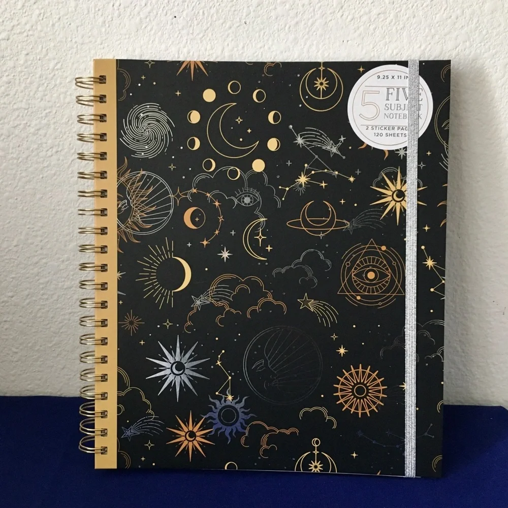 Celestial Galaxy Moon Spiral Notebook
